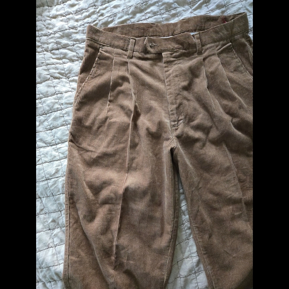 Oleg Cassini Vintage Corduroy Pleated Pants Trousers Size Waist 36 Inseam 30